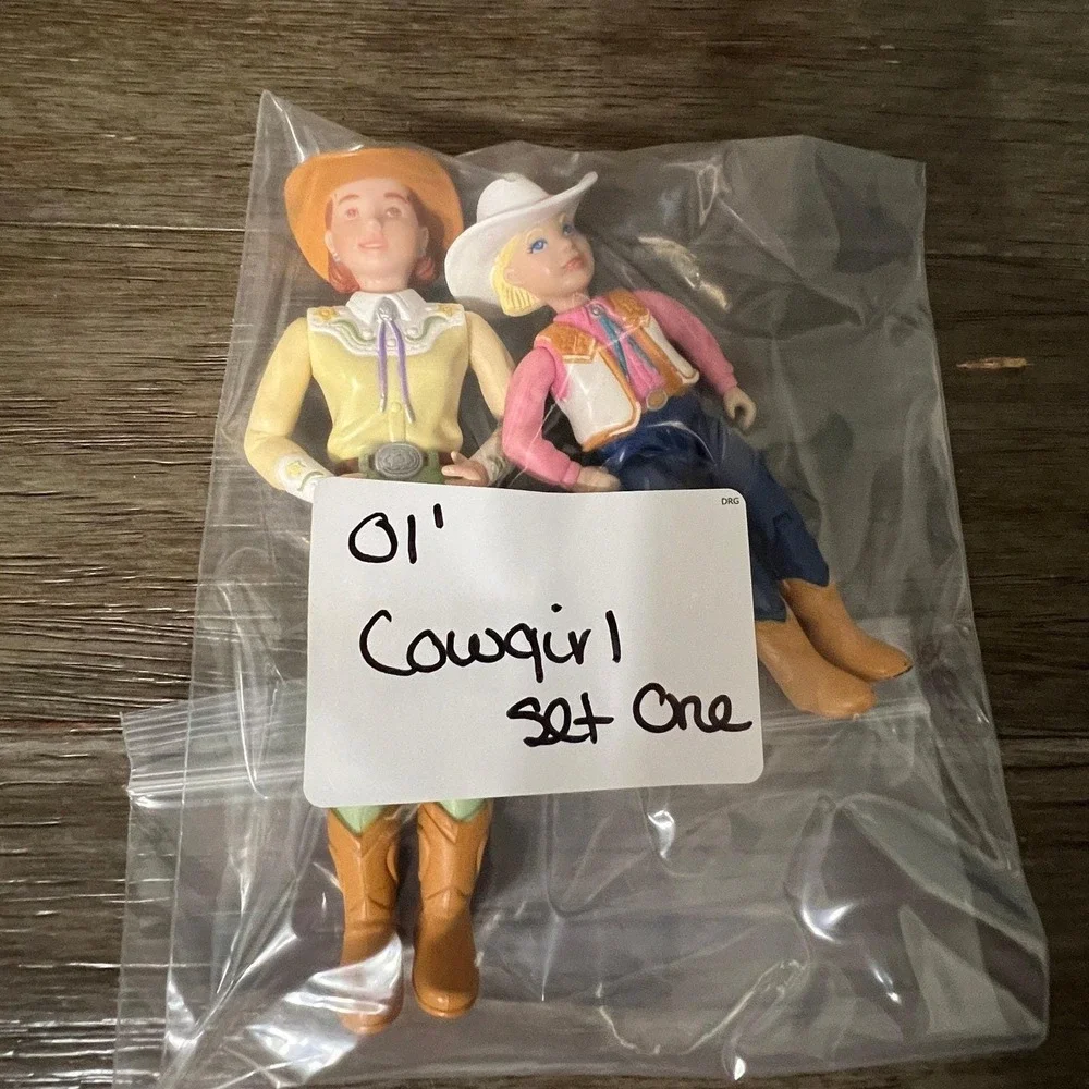 Vintage 2001 Fisher Price Loving Family Cowgirl Dolls Mother Daughter Western